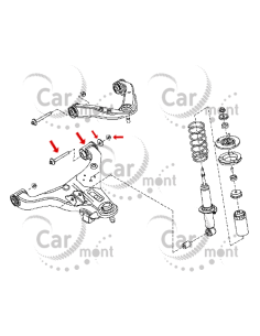 Tuleja nakrętka podkładka śruba wahacza - Navara D40 Pathfinder R51 - 01223-S203E 01223-S205E 54580-7S00B 54559-1Z60B 2