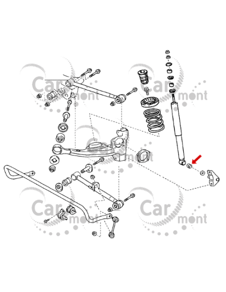 Tuleja tylnego amortyzatora - Toyota RAV4 Land Cruiser - 90385-16001