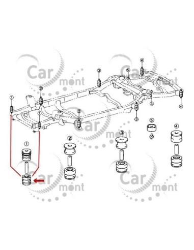 Poduszka ramy / 1-dolna - Toyota Land Cruiser 120 - 52202-35090 - Oryginał
