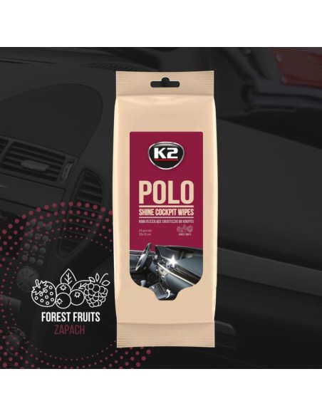 Chusteczki nawilżane do kokpitu i plastików - K2 POLO SHINE WIPES