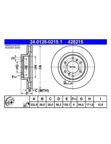 Tarcza hamulcowa - przód (para) - Pajero IV 3.2 DI-D 3.8 - 4615A038 - ATE