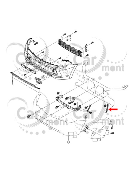Ślizg wspornik zderzaka przedniego - lewy - Mitsubishi L200 KL/KK Pajero Sport Fiat Fullback - 6400G177 - Oryginał Mitsubishi