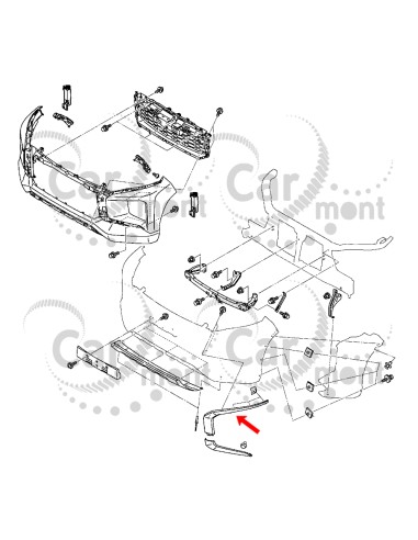 Nakładka listwa zderzaka przedniego górna lewa - Mitsubishi L200 KL/KK - 6407A335 - Thailand