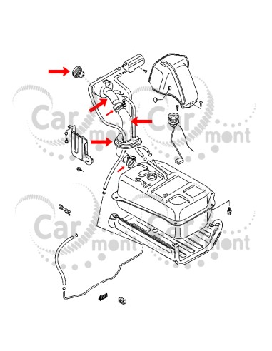 Wlew rura mocowanie korek paliwa - Suzuki Samurai 1.0 1.3 1.9 - 89200-82C20 89281-80000 89241-50C00 89241-83020