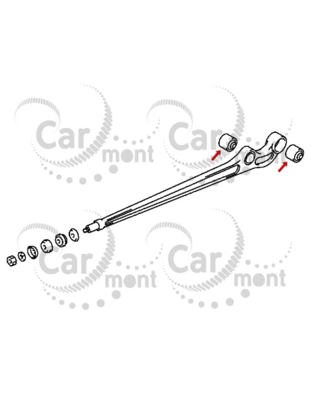 Tuleja tylnego wahacza wzdłużnego 65mm - Mitsubishi Pajero Hyundai Galloper - MB631492 MB584041