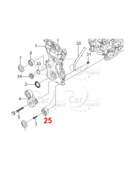 Rolka prowadząca paska osprzętu KGM Action Korando Tivoli Torres 2015-... 6732003270