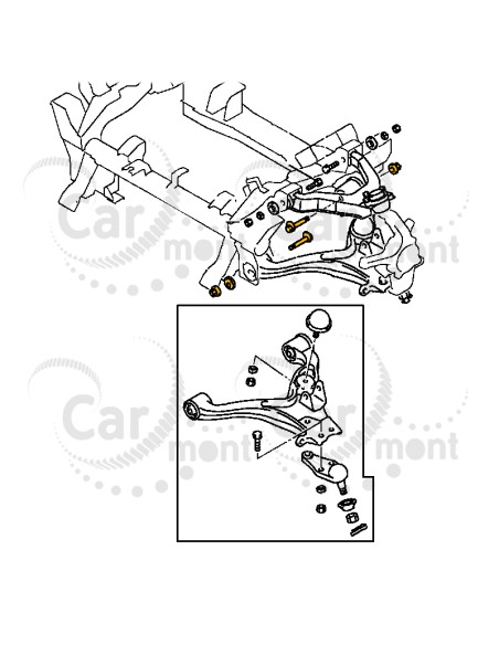 Śruba podkładka nakrętka ustawiania zbieżności kół przód - Mitsubishi Pajero III - MR418673 MR418672 4113A073