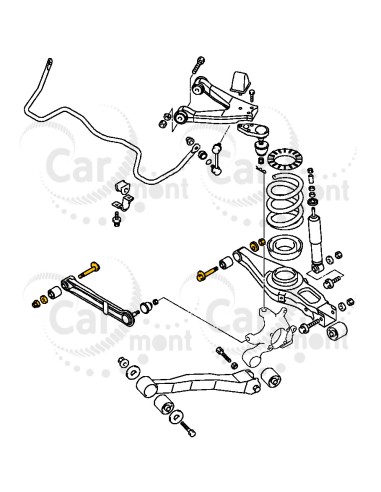 Śruba podkładka mimośrodowa nakrętka wahacza poprzecznego - Mitsubishi Pajero III - MR418739 4113A073