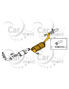 Tłumik wydechowy środkowy - Mitsubishi Pajero II 2.5 TD 3.0 SHORT - MB651696 MB651688 MR160316 - 4MAX 2