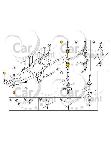 Poduszka ramy karoserii (1) Mitsubishi L200 KL/KK Fiat Fullback - 5070A234 5070A240 6740A026