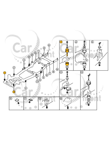 Poduszka ramy karoserii (1) Mitsubishi L200 KL/KK Fiat Fullback - 5070A234 5070A240 6740A026
