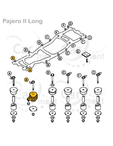 Poduszka ramy karoserii (A) Mitsubishi Pajero II - MB675984 - Stellox