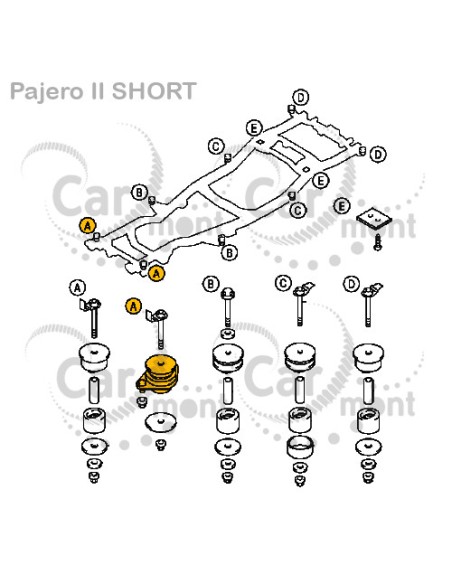 Poduszka ramy karoserii (A) Mitsubishi Pajero II - MB675984 - Stellox