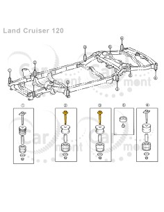 Śruba poduszki ramy (x2) Toyota Land Cruiser 120 150 Lexus GX - 52217-35191 5221735191 2