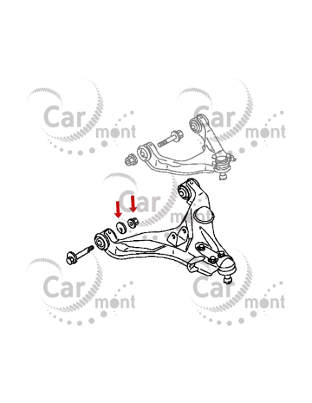 Podkładka i nakrętka śruby dolnego wahacza - L200 2.5 DID KB4 - MR418672 MU001083
